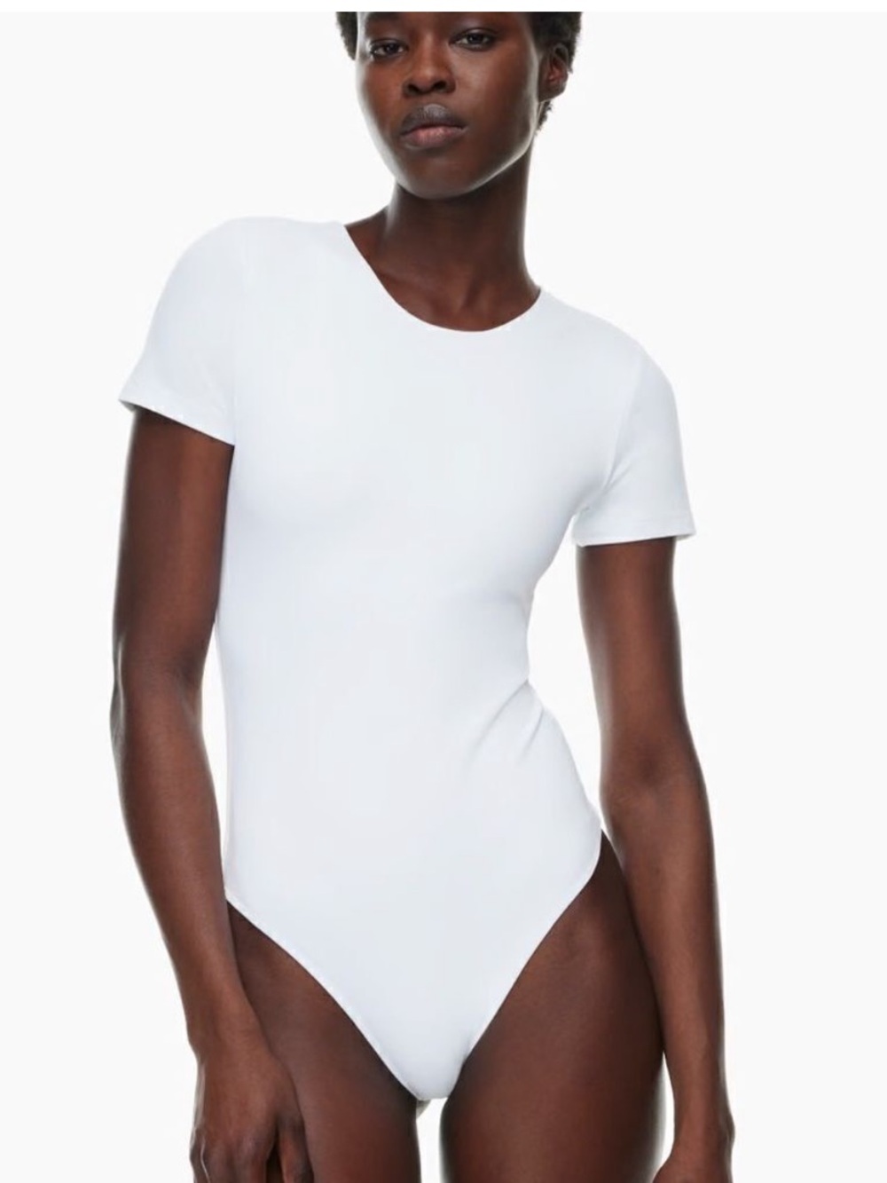 Babaton White Short-Sleeve Crew Bodysuit